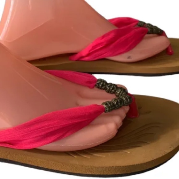 Corkys womens size 10.5/11 boho pink flip-flops - Picture 5 of 9